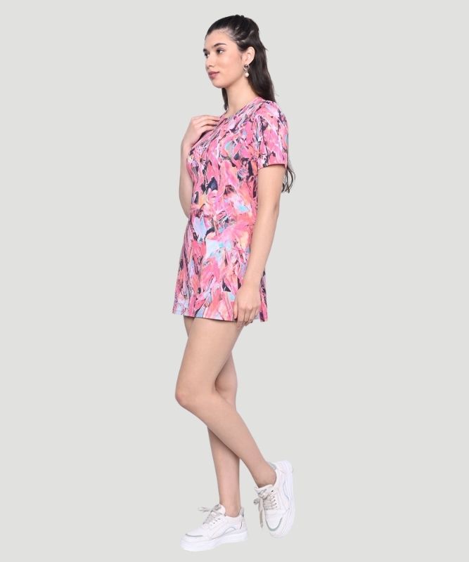 Women's Multicolor Geometric Print Regular Fit Mini Dress